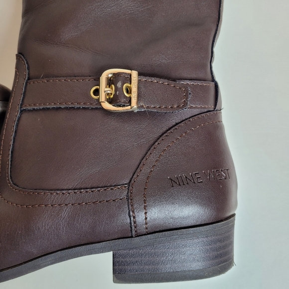 Nine West Suri 2 Brown Faux Leather Riding Boots Size Women's 5 - Picture 11 of 14